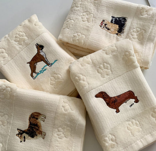 Dog Embroidery Towel