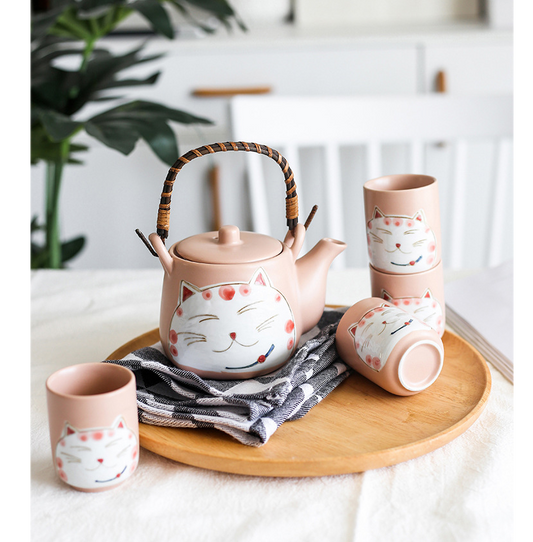 Lucky Cat Ceramic Tea Set