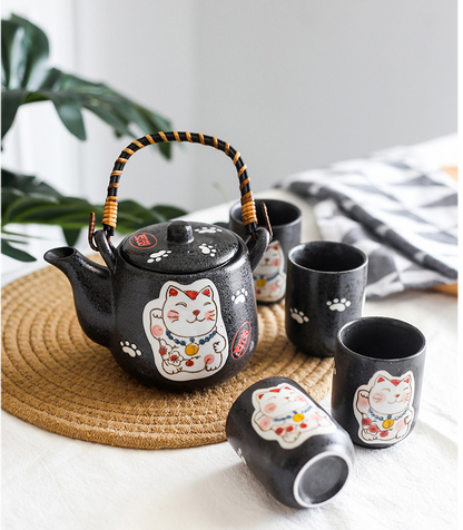 Lucky Cat Ceramic Tea Set