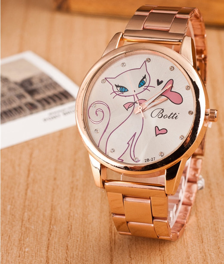 White Cat Steel Belt Watch