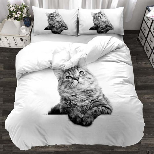 Three-piece Set Cat and Dog Quilt Cover