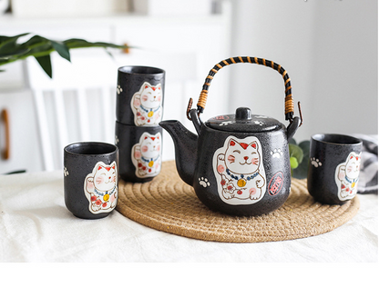 Lucky Cat Ceramic Tea Set