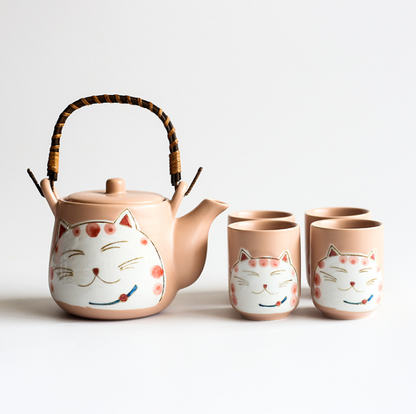 Lucky Cat Ceramic Tea Set