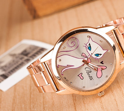 White Cat Steel Belt Watch