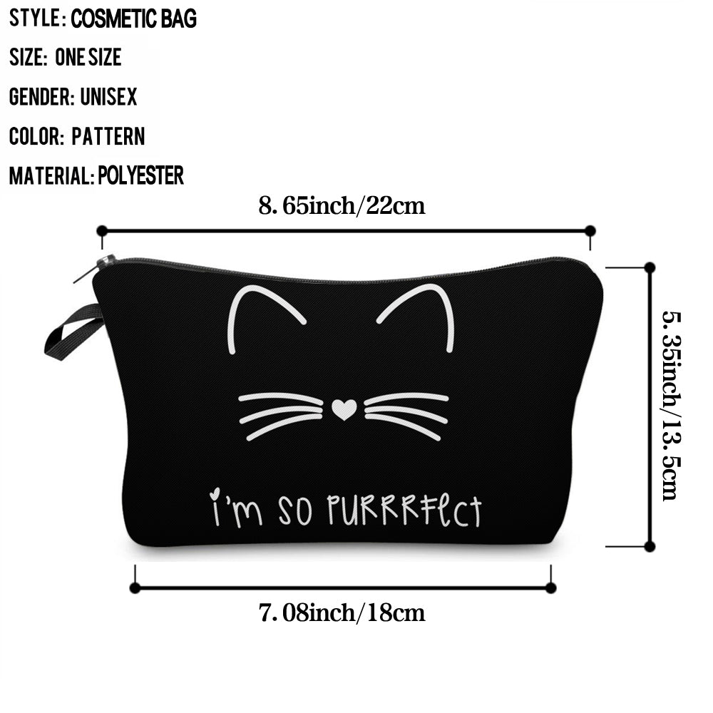 Cat Print Cosmetic Bag