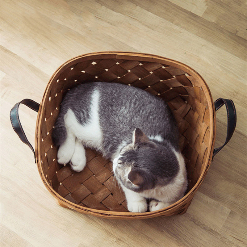 Bamboo Rattan Cat Bed