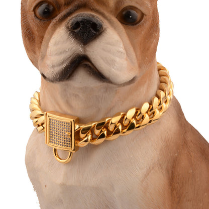 Strong Stainless Steel Gold Dog Collar