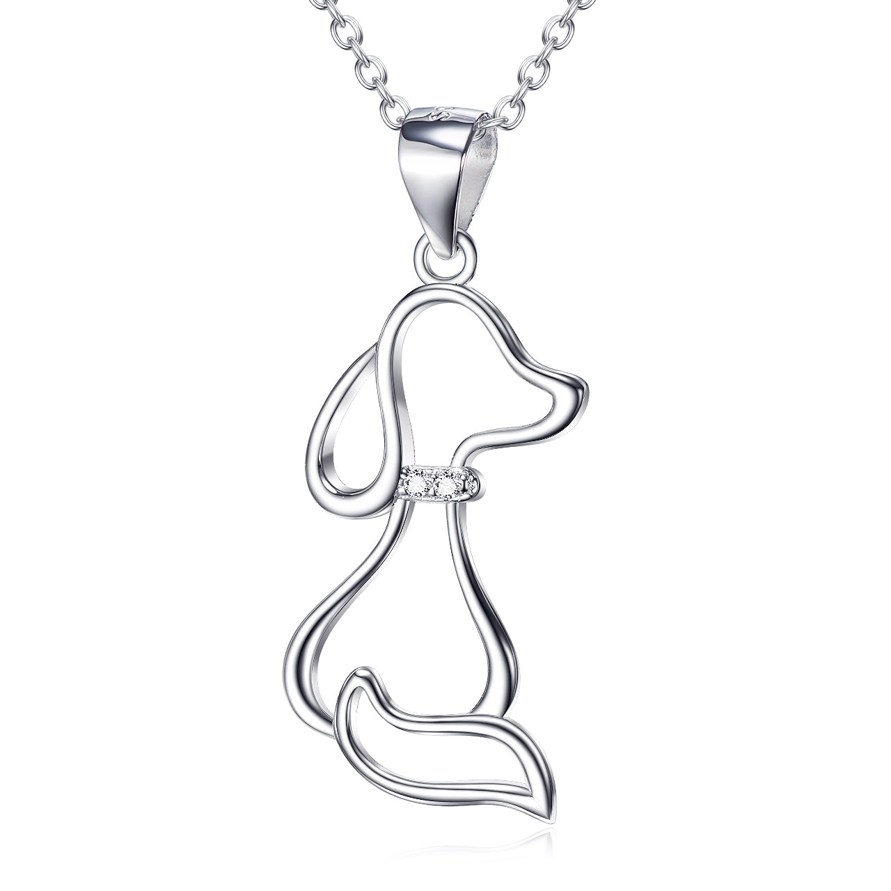Dog Necklace In Sterling Silver