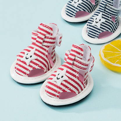 Striped Canvas Dog Summer Sandals