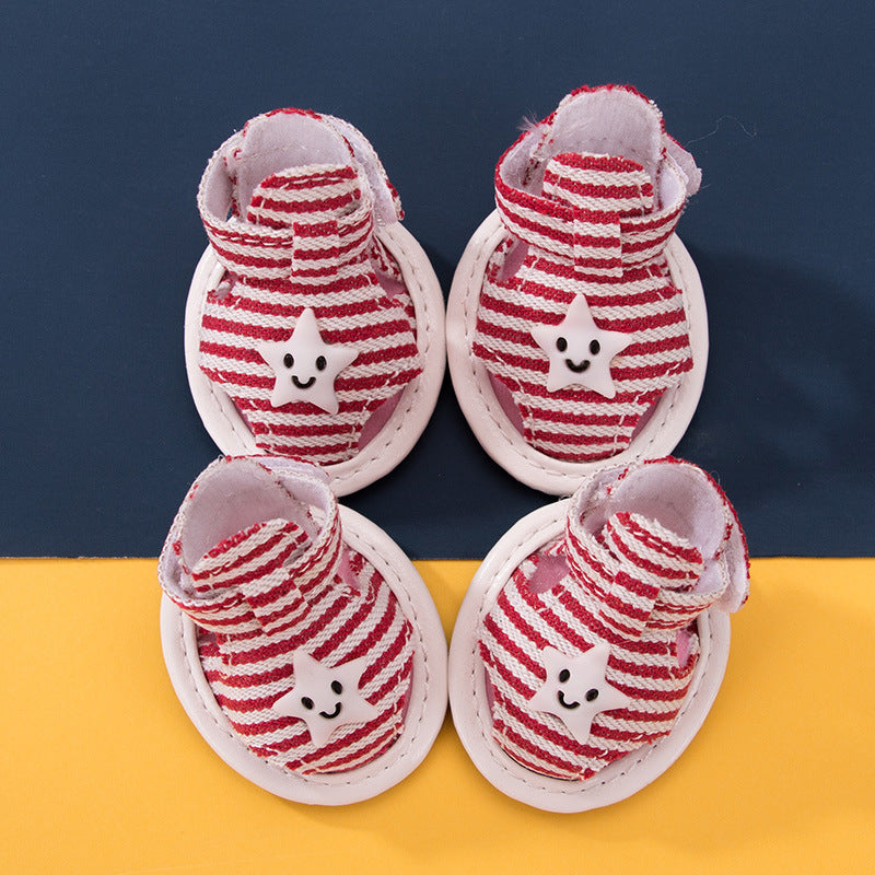 Striped Canvas Dog Summer Sandals