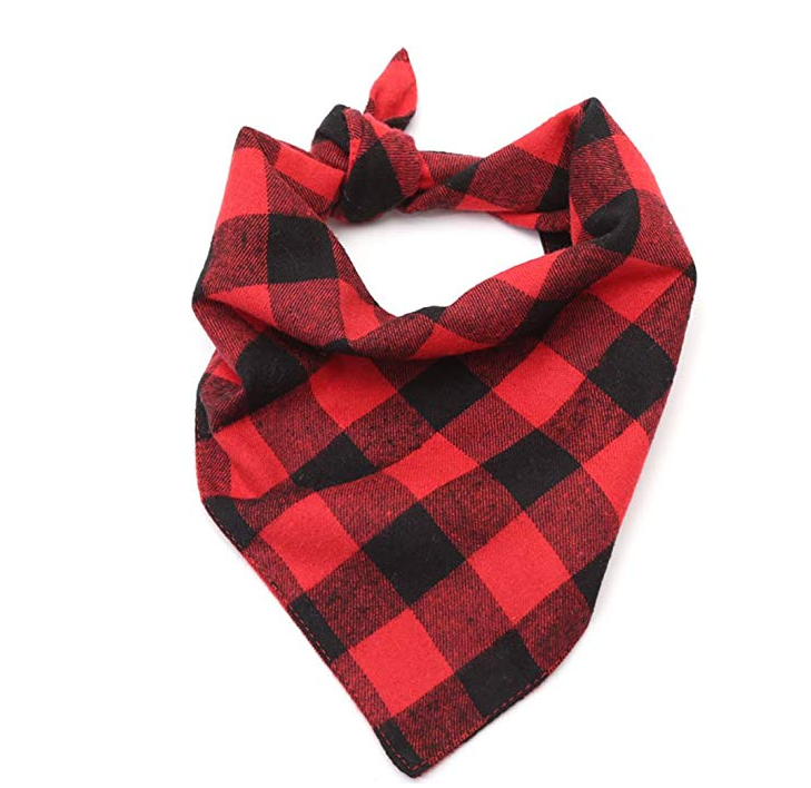 Dog Classic Plaid Triangle Scarf